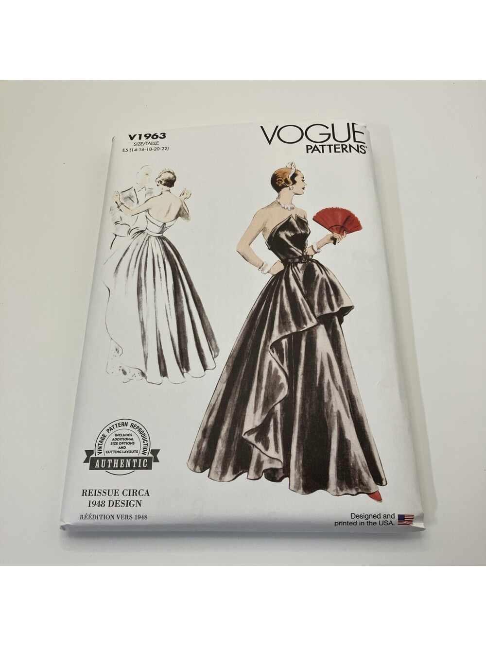 Vogue V1963 Sewing Pattern Misses' 1948 Vintage Evening Dress E5 (14-22) UNCUT